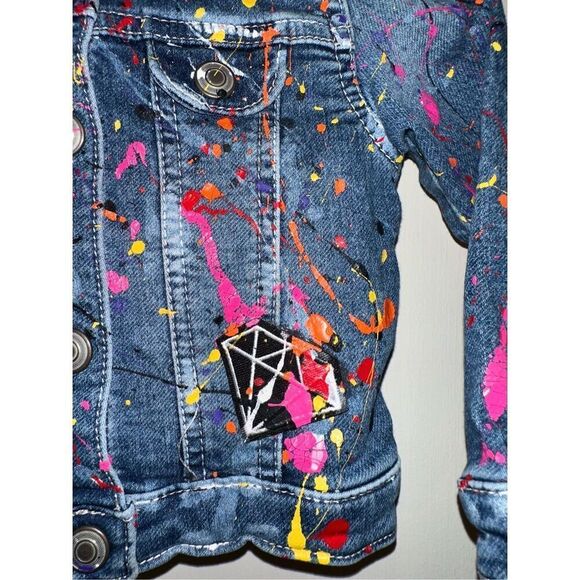 Graffiti Paint Splatter World Denim Jacket custom Design Girls 18 months - Picture 4 of 6